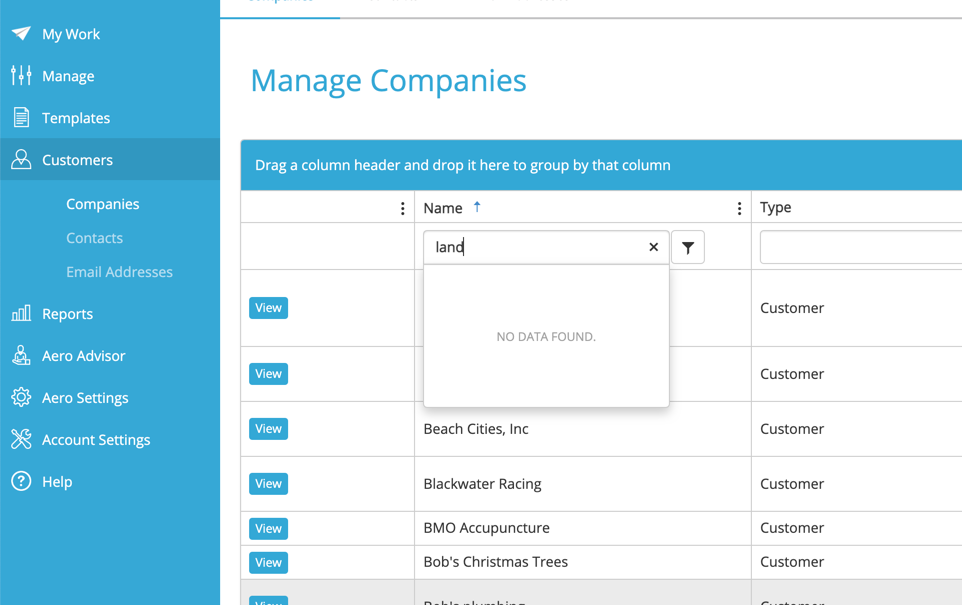 Searching without entering an exact name – Aero Knowledge Base